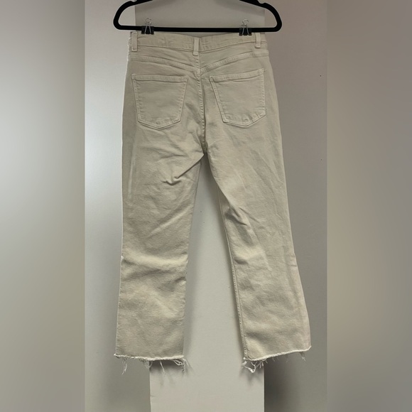 Zara - Cream Straight Leg Ankle Jeans with Frayed Hem Size 8 - Picture 6 of 7